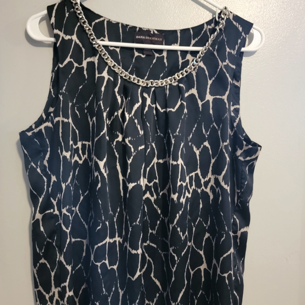 Womens Large Dana Buchman Black and Gold dress shirt